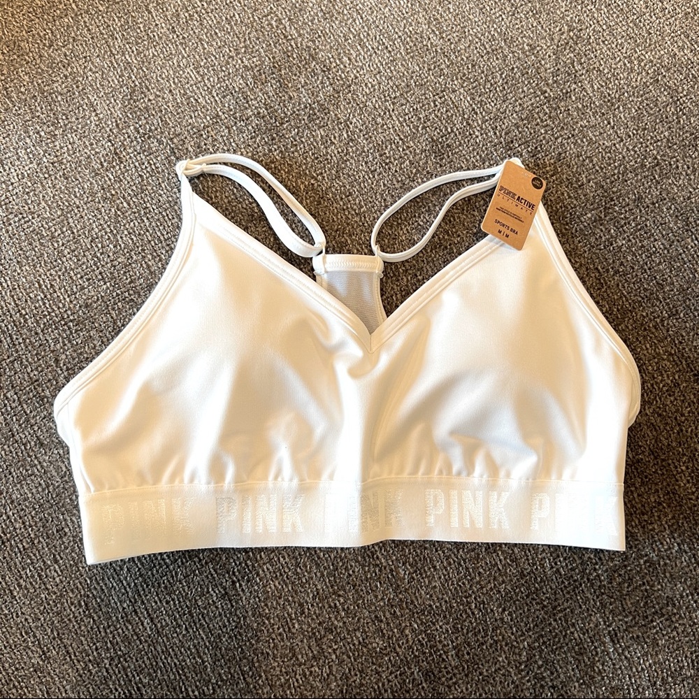 PINK ACTIVE Low Impact White Sports Bra Size M